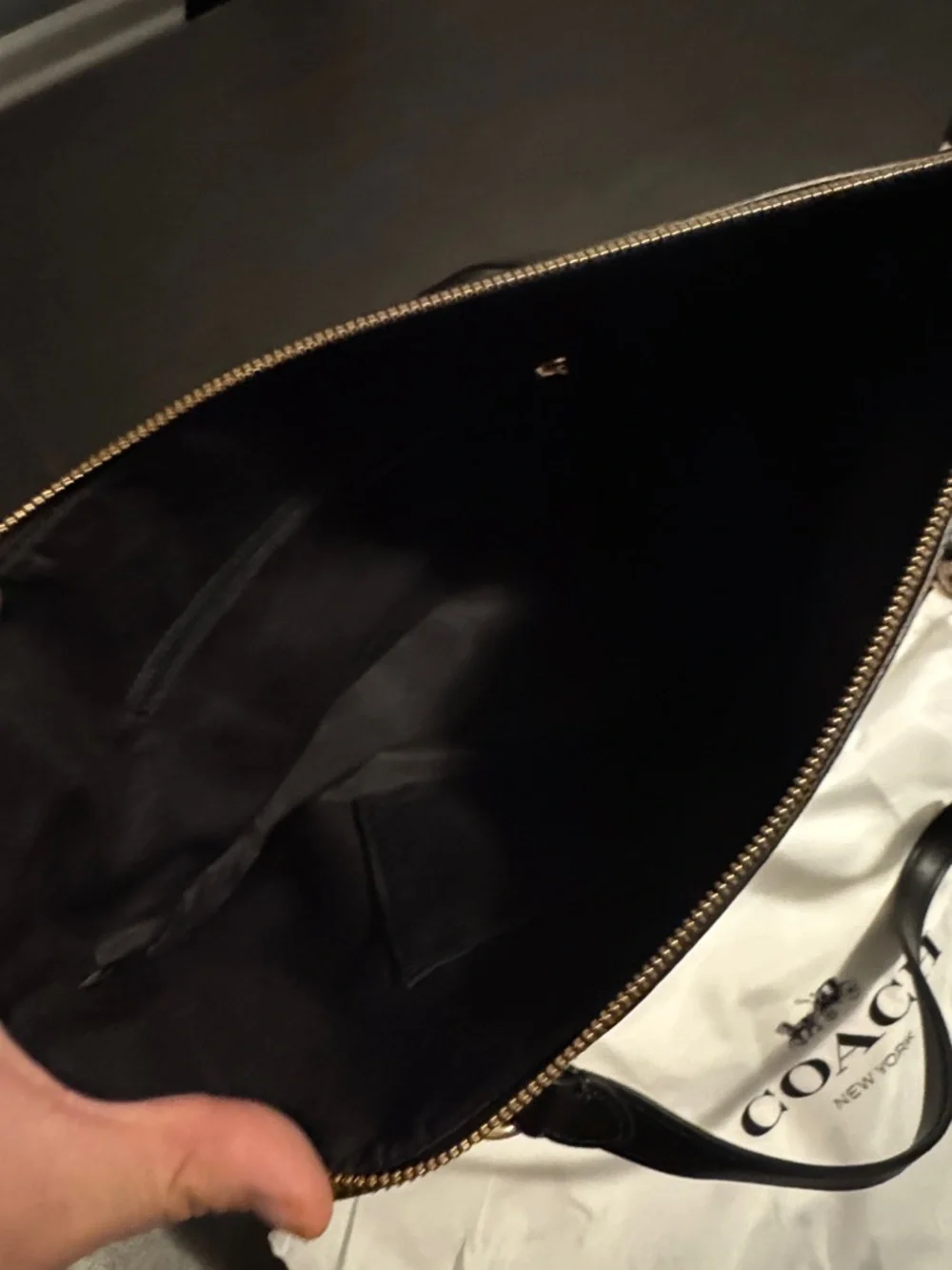 Coach Brown Signature Tote with Black Leather Straps - Picture 2 of 3